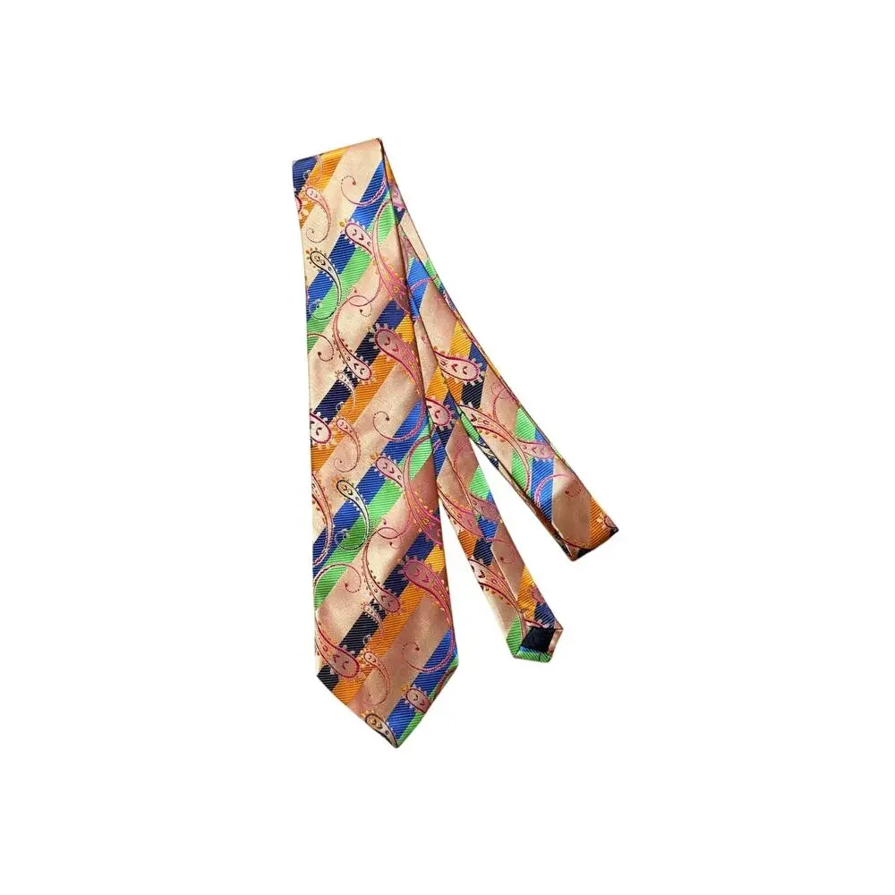 Kailong Multi-Color Abstract Woven Hand Made 100% Silk Necktie